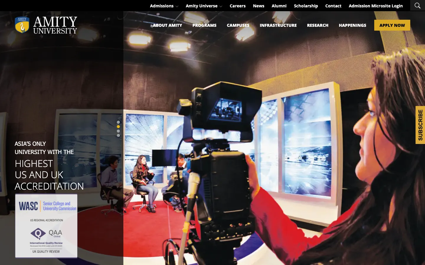 Amity University website home page