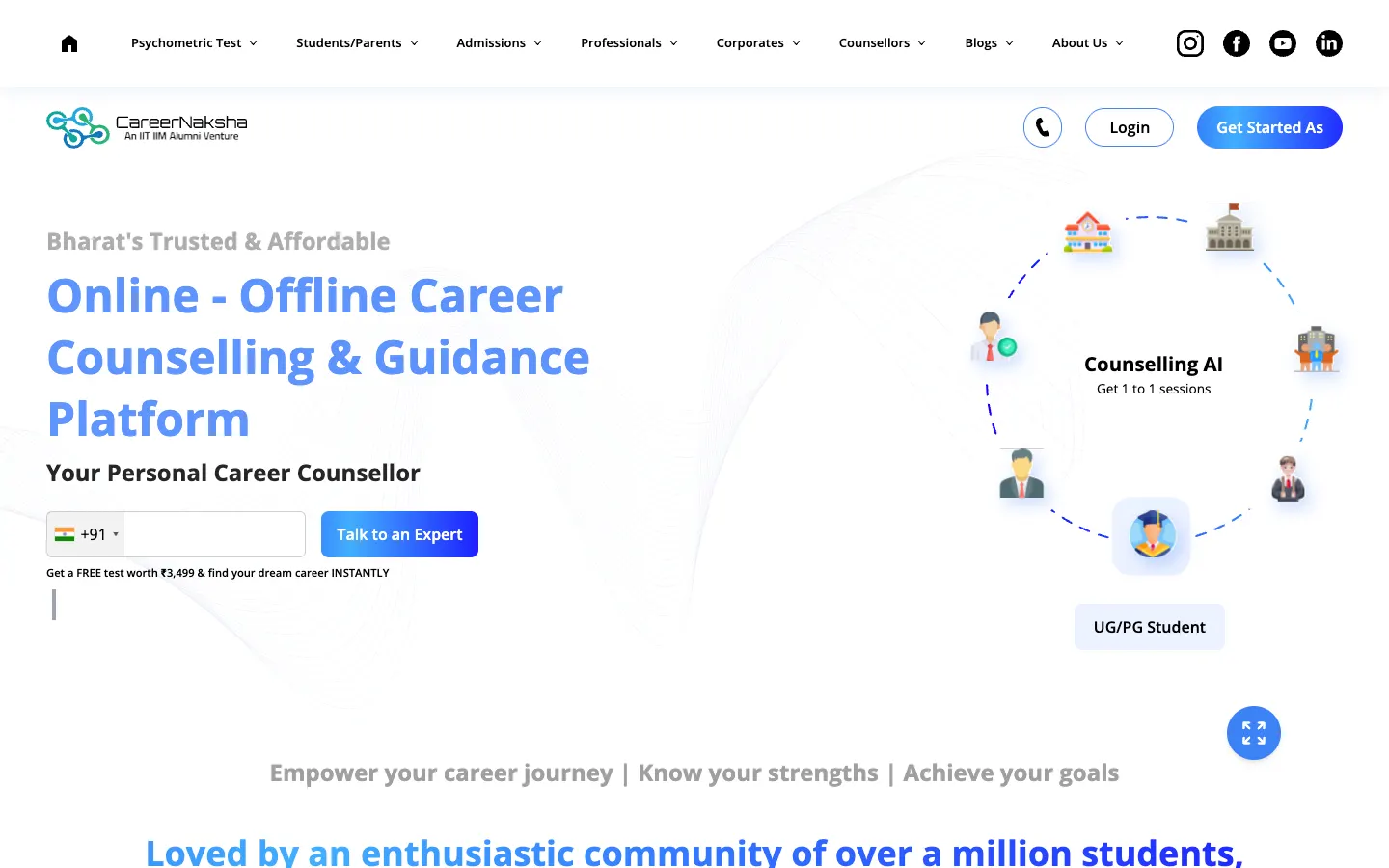 CareerNaksha website home page