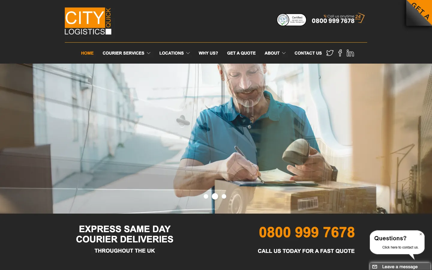 City Quick Logistics website home page