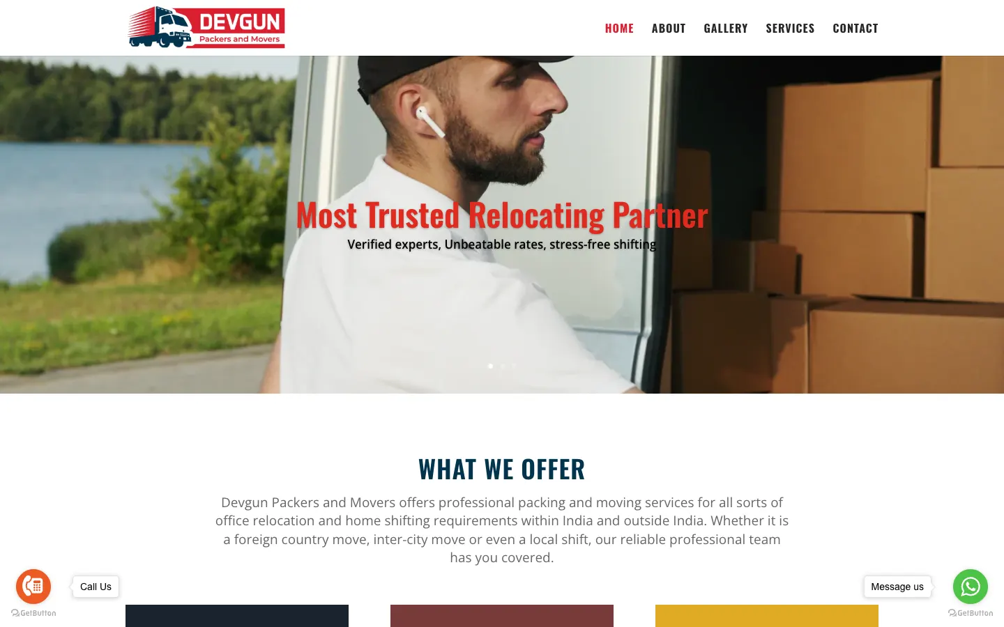 Devgun Packers & Movers website home page