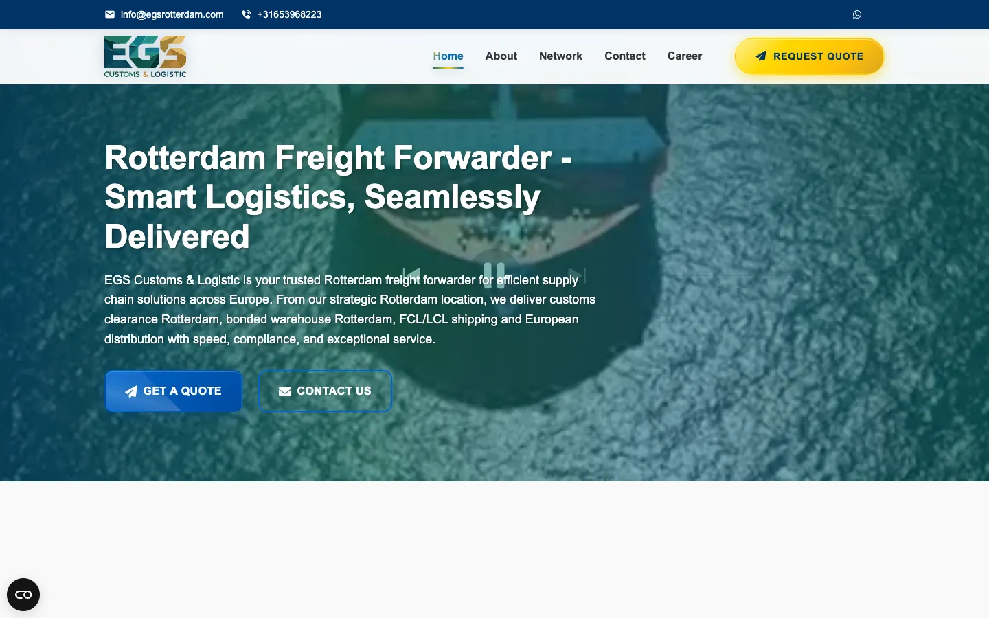 EGS Customs & Logistic website home page