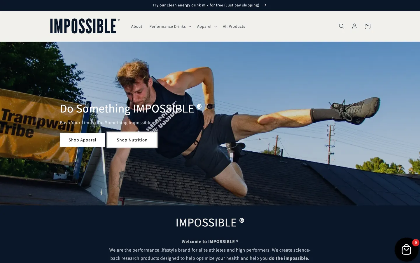 Impossible website home page