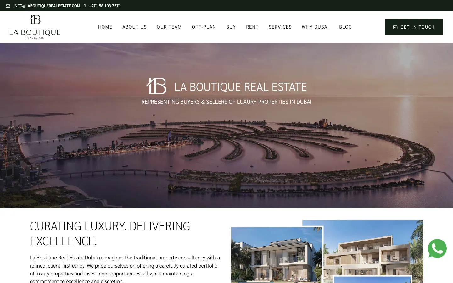 La Boutique Real Estate website home page