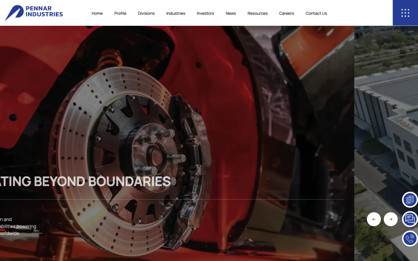 Pennar Industries website home page