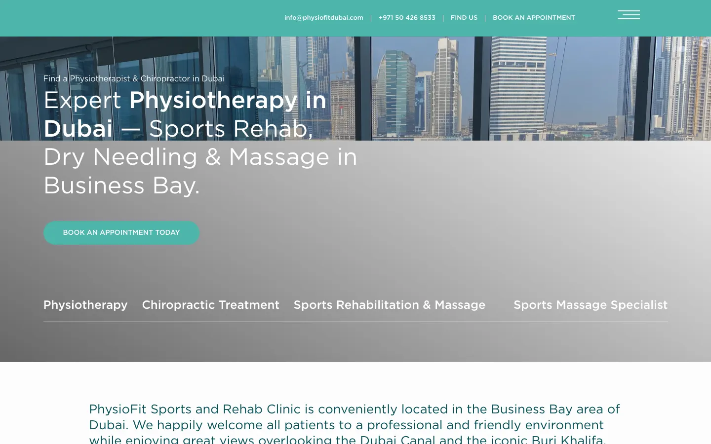 PhysioFit Sports & Rehab website home page
