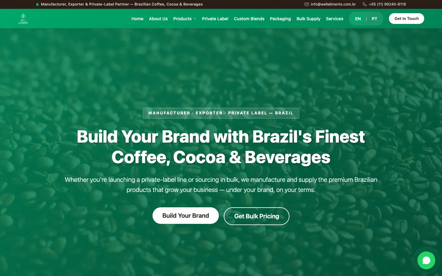 Well Aliments Brazil website home page